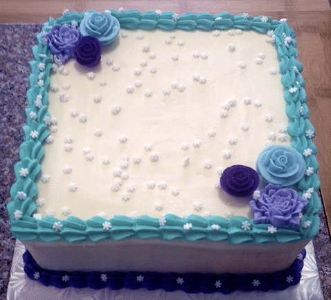 Square Vanilla Buttercream Cake (12" square shown). Eat My Sweets Bakery. Mississauga & GTA.