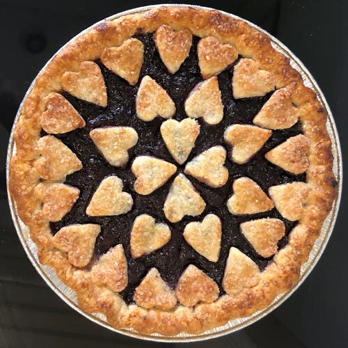 Blueberry Pie with heart cutouts After Baking...