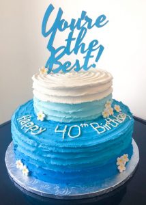 40th Birthday Aegean Beach Ckae with Custom Cak Topper. Ask us about custom cake toppers for your event! Eat My Sweets Bakery. Mississauga & GTA