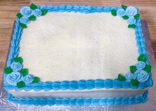 Slab Vanilla Buttercream Cake (1/2" slab shown). Eat My Sweets Bakery. Mississauga & GTA