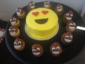 In Love Emoji Cake & Poo Emoji Cupcakesfrom Eat My Sweets Bakery