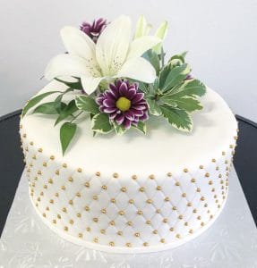 Tufted fondant fresh flowers cake