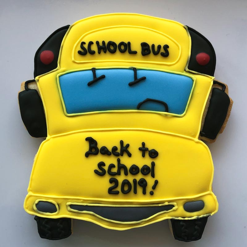Back to School Bus flooded cookie