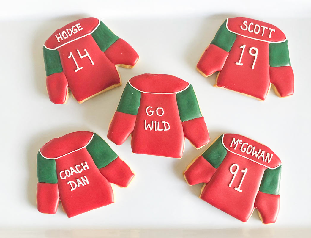 Customized Hockey Jersey Flooded Cookies from Eat My Sweets Bakery