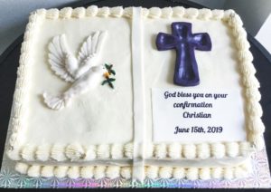 Sculpted Dove & Cross Confirmation Cake from Eat My Sweets Bakery