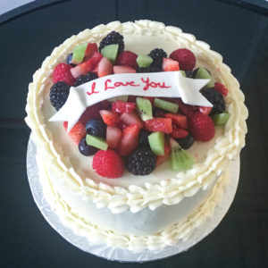 Valentine's Heart-y Fruit Topped Buttercream Cake