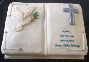 2-D Dove and Cross Confirmation Celebration Cake