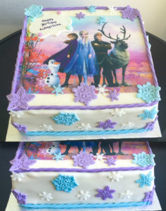 Frozen Theme Fondant & Edible Image Birthday Cake