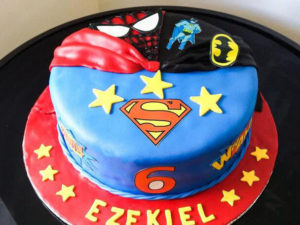 Batman, Spiderman & Superman Superheros Cake