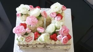 Floral "Naked" Cake Sculpted Number Birthday