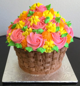 3-D Floral Buttercream Basket Birthday Cake