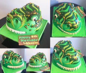 T-Rex Sculpted Kids Birthday Cake from Eat My Sweets Bakery
