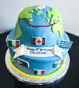 Sculpted Globe Immigration Fondant Cake