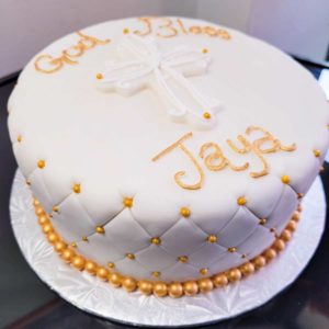 "Quilted" Fondant Baptism Cake