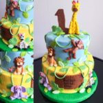 Safari Baby Animals Tiered Cake