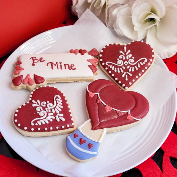 Valentines flooded sugar cookies