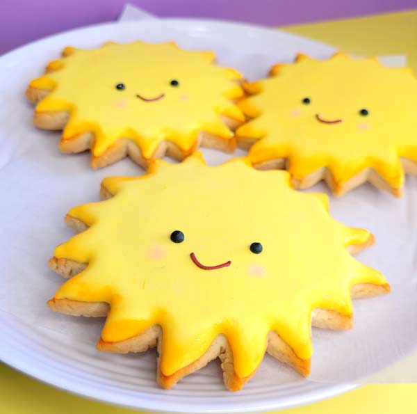 Smiling sun flooded cookies