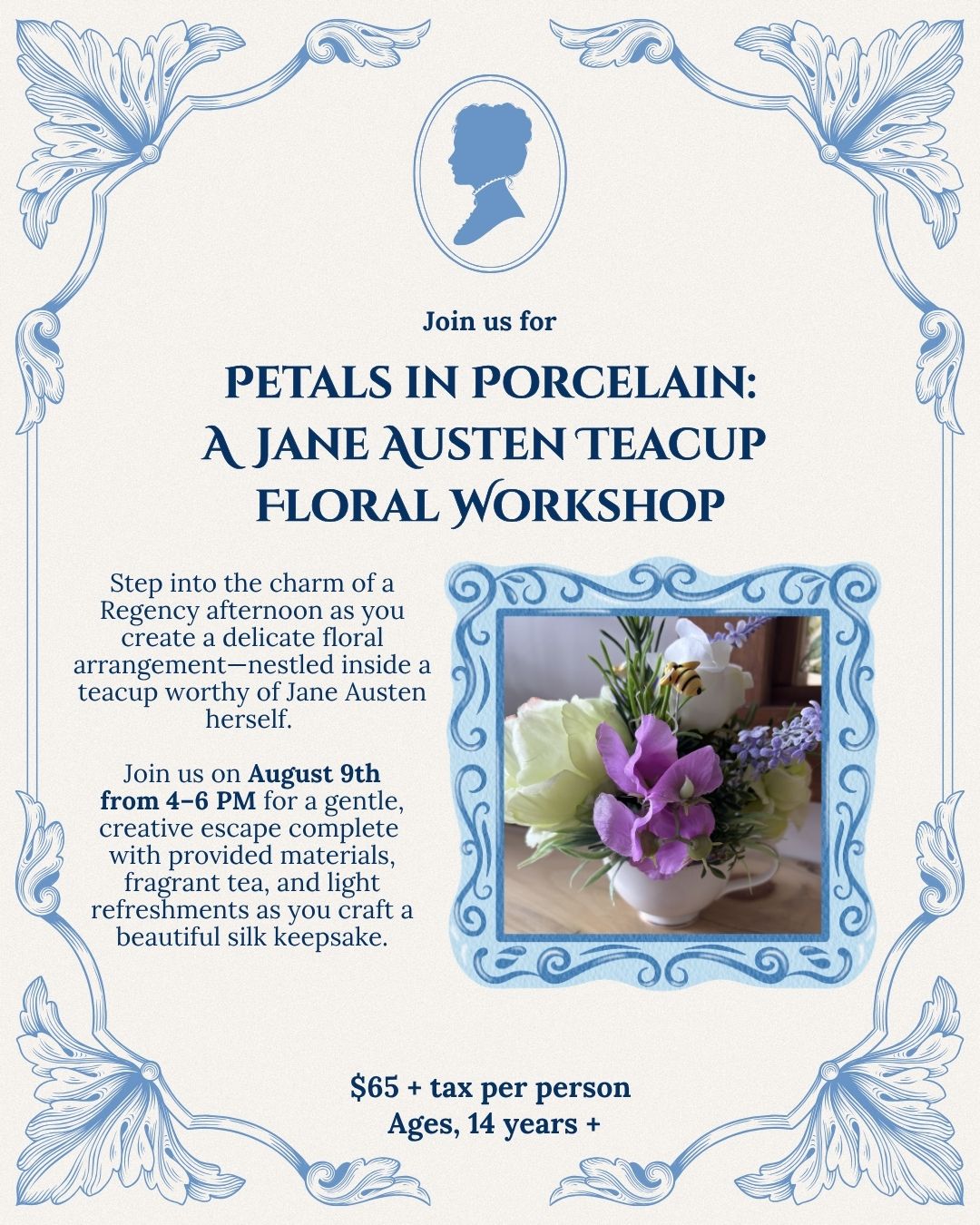 graphics for Petals in Porcelain: A Jane Austen Teacup Floral Workshop